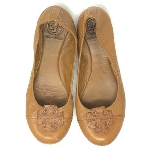 Tory Burch Carita Tan Leather Ballet Flats Soft 7
